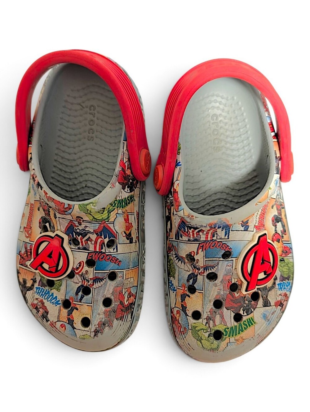 Crocs Marvel Avengers Off Court Clogs Kids Sz 9 Comic Book Superhero + Jibbitz